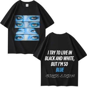 Billie tee Blue Eyes Hit Me Hard and Soft T Shirt men’s women Oversized 100% Cotton short sleeve Summer print Unisex tops